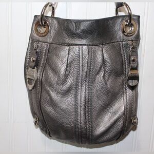 B. Makowsky Pebbled Leather Graphite Crossbody Bag